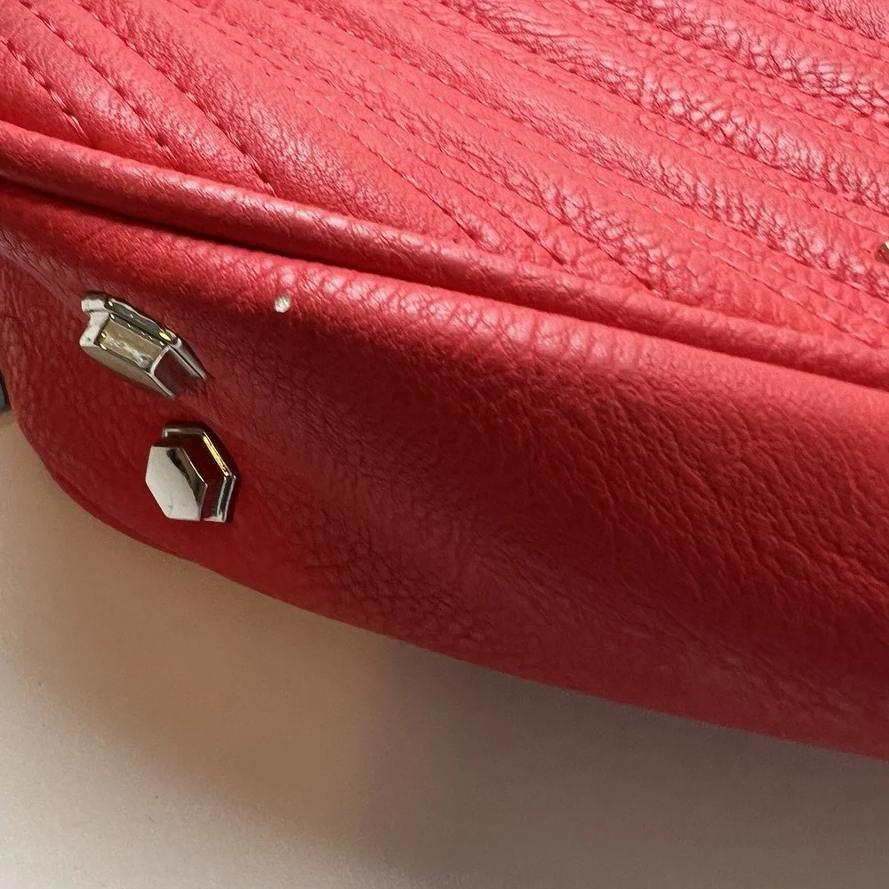 BCBGENERATION Red Quilted Silver Chain Shoulder Bag Purse DAMAGED
